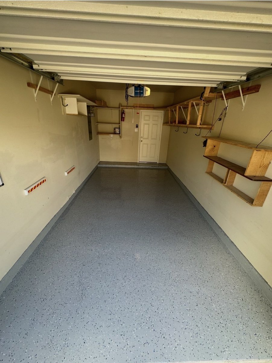 After - clean gray speckled epoxy garage floor