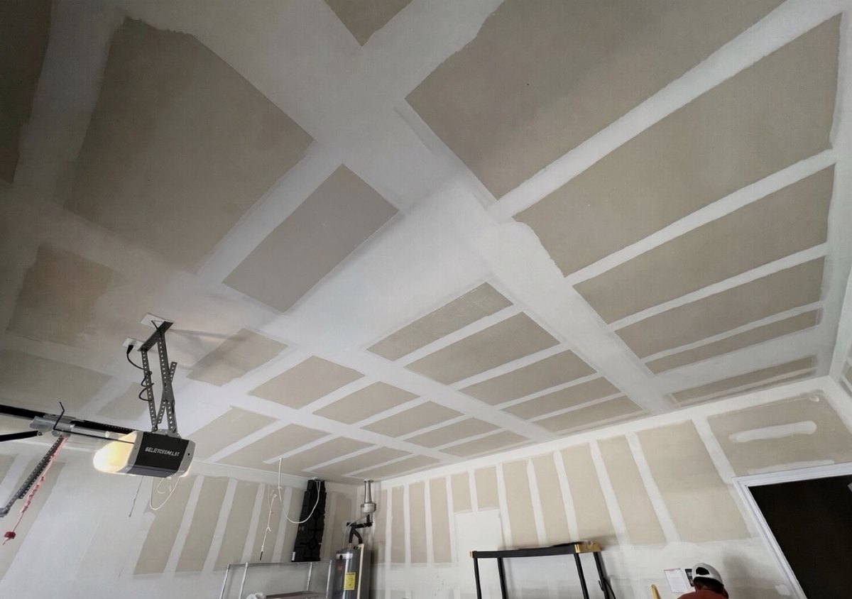 Before - garage ceiling before overhead storage rack install